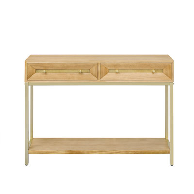 TREMXM Console Entry Table With Two Drawers, Retro Halfway Design, Ideal For Entryways And Living Rooms,  Finish, Stylish And Functional, Perfect For Home Decor