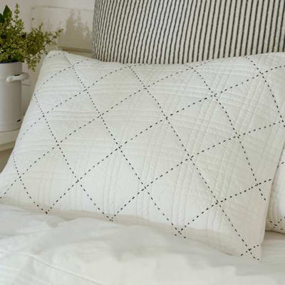 Pickstitch Indigo Quilted 100% Cotton Sham