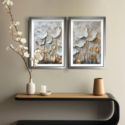 Élégantes peintures décoratives en panneau de fibres à densité moyenne (2 pièces), 15,0 x 20,9 pouces | 100% panneau de fibres à densité moyenne (épaisseur: 0,1 pouce) avec 100% cadres en bois (épaisseur: 0,8 pouce) | Parfait pour le salon, la chambre à coucher et le bureau, élégant et accrocheur