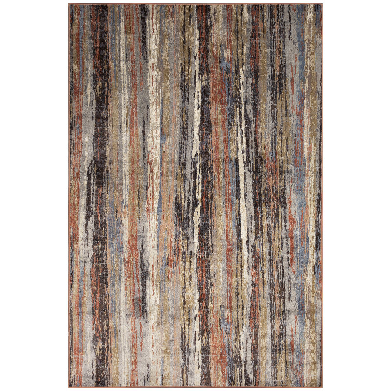 Abstract Machine Woven Polypropylene Area Rug in Brown, Rectangle 3'3" x 4'11"