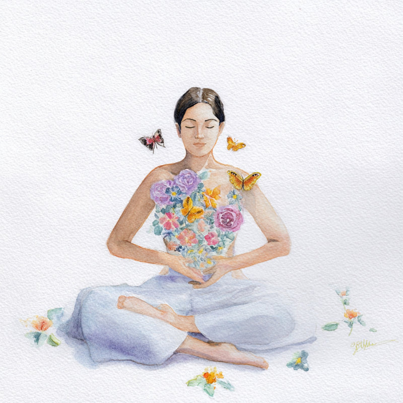 «Inner Garden Meditation», art mural sur toile tendue, 20 po L x 20 po H x 1,5 po P