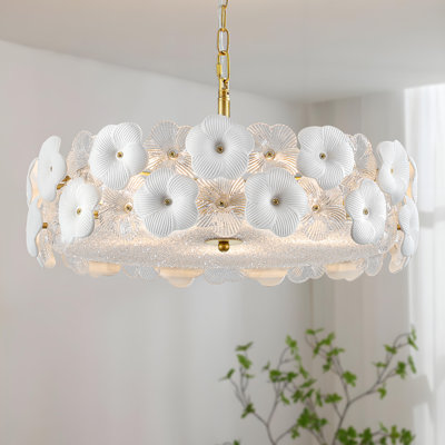 Modern Flower Glass Gold Chandelier