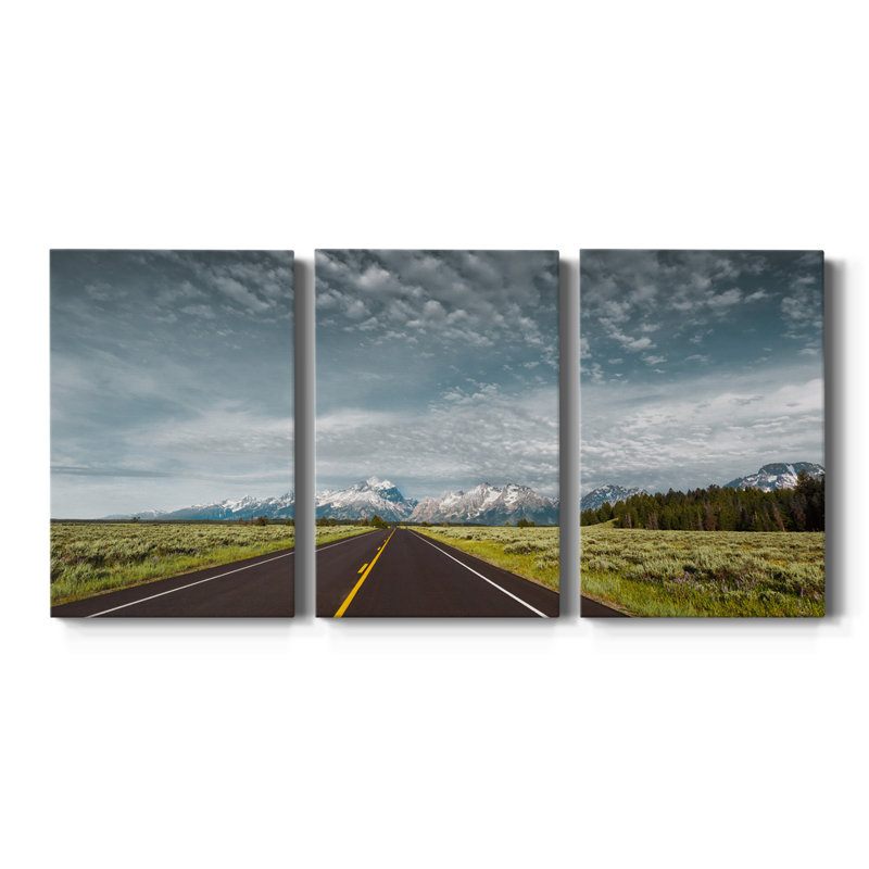 Empty Park Road - Toile tendue avec châssis de qualité supérieure - Prêt à être accroché, H 27 po x l 54 po x P 1 po
