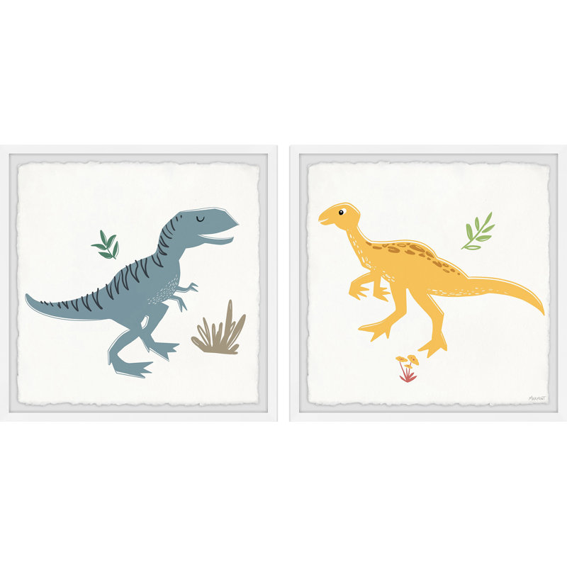 Ensemble de 2 reproductions encadrées Hatton Tyrannosaurus, H 32 po x l 32 po x P 1,5 po