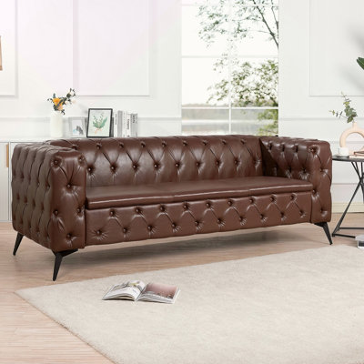Natsue 84.06'' Faux Leather Sofa