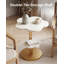 Table de bout, table d'appoint à 2 niveaux, petite table basse en forme de fleur avec structure en métal pour le salon, la chambre à coucher, le chevet ou le coin (blanc et doré)-1143419239