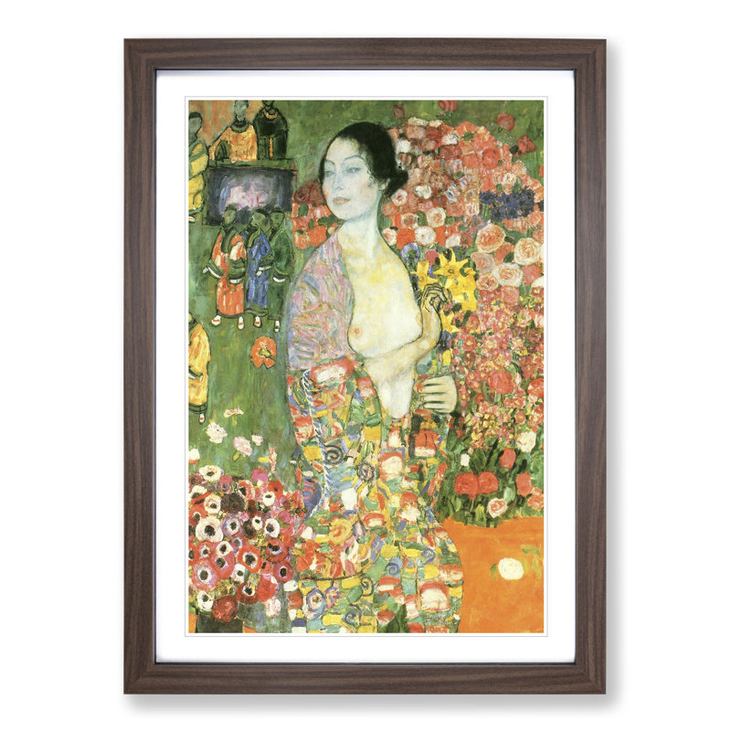 The Dancer by Gustav Klimt - Picture Frame Painting, Walnut, 65cm H x 48cm W x 2cm D