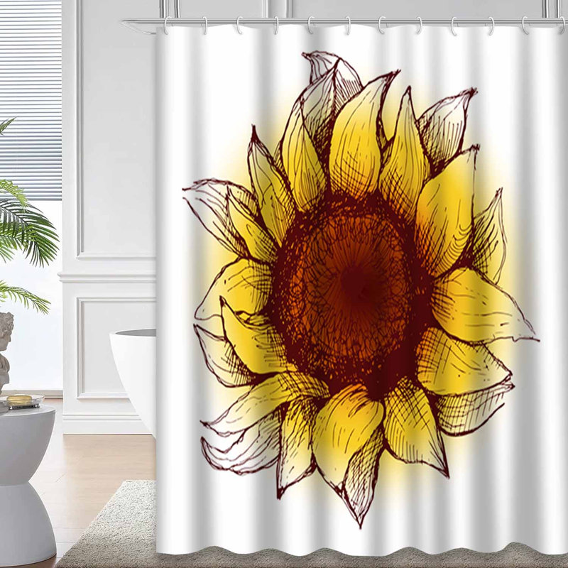 Rideau de douche imperméable à motif floral avec 12 crochets, L 72 po x l 78 po