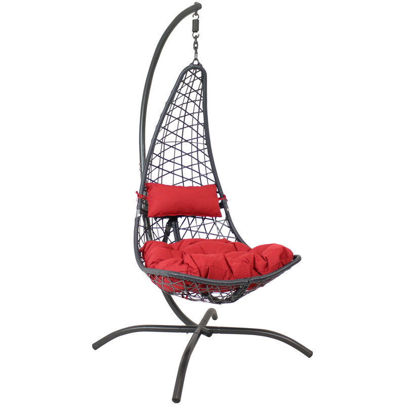 Keyone 1 Person Swing Chair with Stand, Red