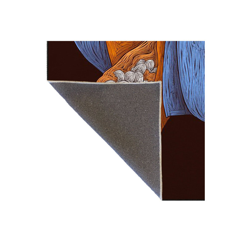 Tapis décoratif bleu à motif de citrouille lavable à la machine, Rond 3 pi 3 po 