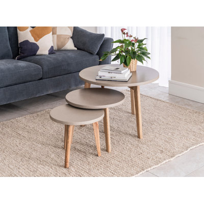 Round Lamp Table Oatmeal - Medium Side Table