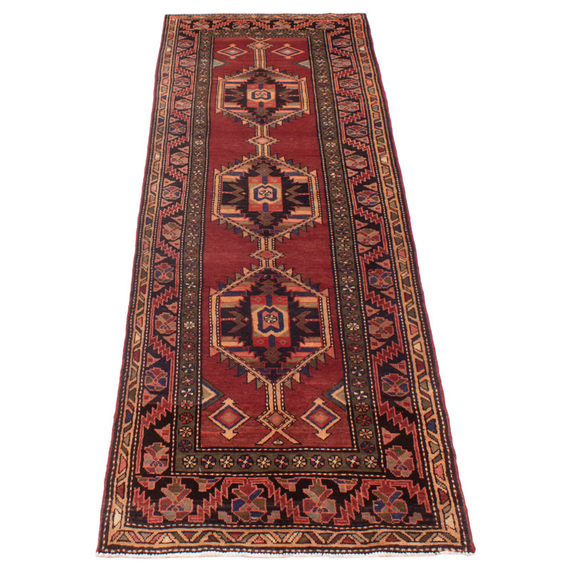 Tapis de couloir unique en laine noué à la main 3 pi 9 po x 13 pi 3 po Jesse-James