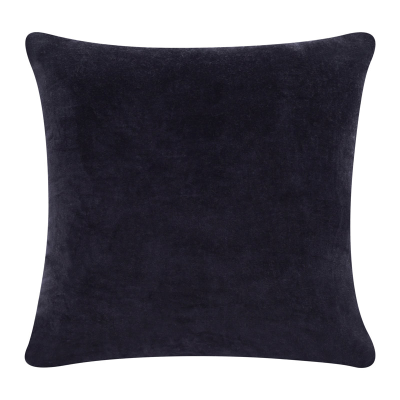 20" Black Cotton Velvet Square Throw Pillow