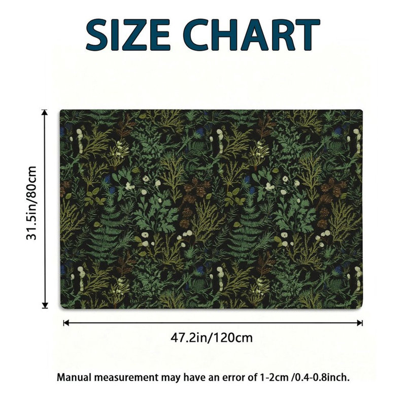 Tapis décoratif botanique Forêt sombre 47 x 31 pouces, pour bureau