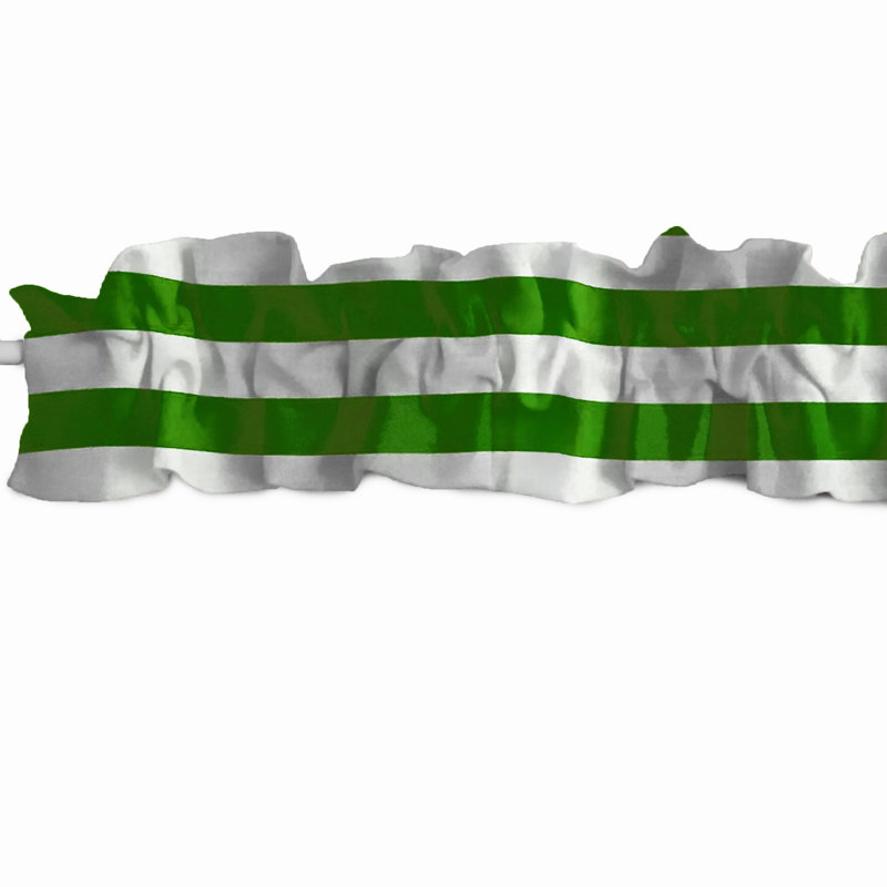 Cantonnière rayée en mélange de coton, L 144 po x L 9 po, Vert