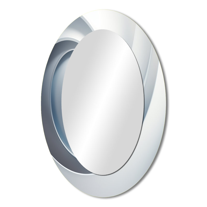 Miroir mural blanc en forme d'orbite blanche, 36 po x 24 po