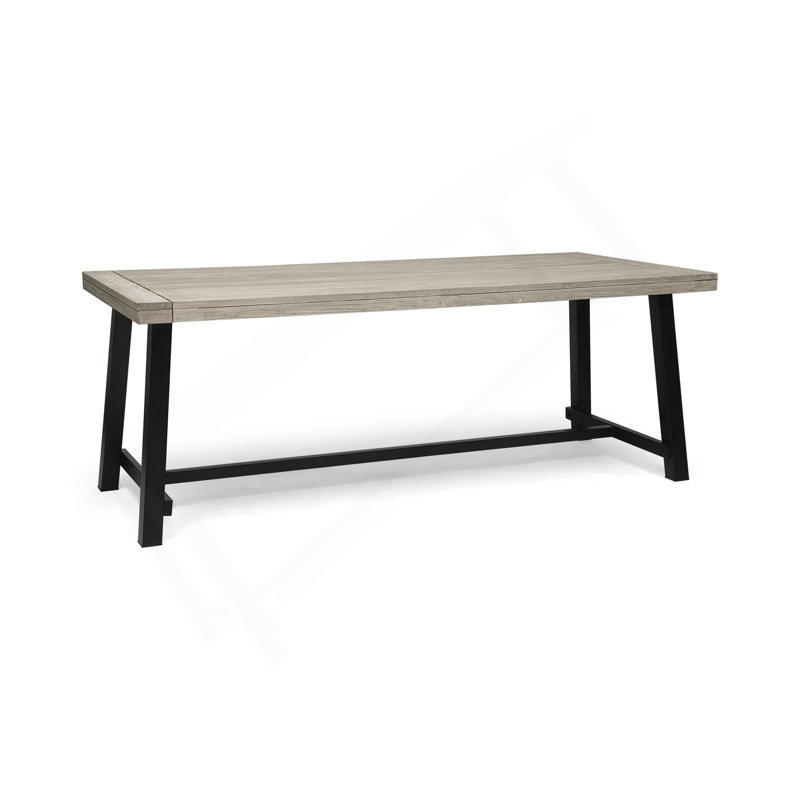  Table de salle à manger d'extérieur, Noir, Gris clair