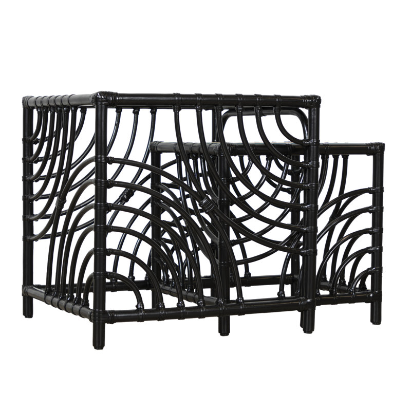 Swirl Glass Nesting End Table, Black