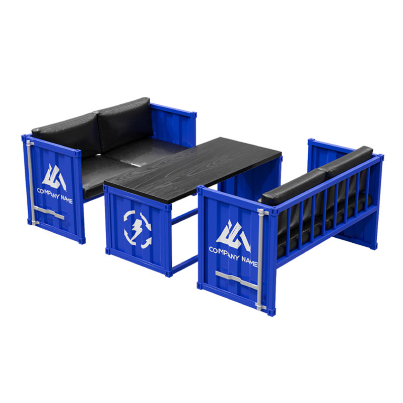 Ensemble de table et chaises de style industriel, Bleu