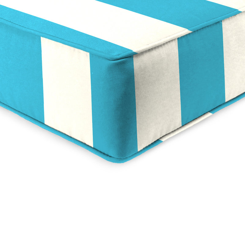 24" x 46.5" Bryann Outdoor Deep Seat Chair Cushion Set with Welt, Cabana Stripe Turquoise