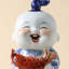 Figurines de poupées riant en porcelaine bleue et blanche - Ensemble de 2 sculptures chinoises peintes à la main pour la décoration intérieure