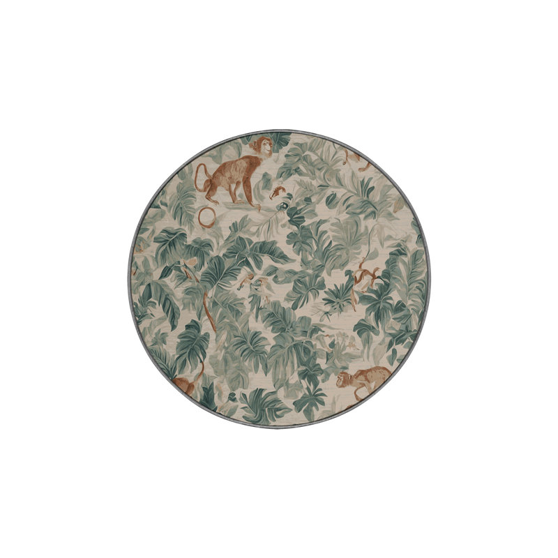 Machine Washable Gray Area Rug, Round 4'