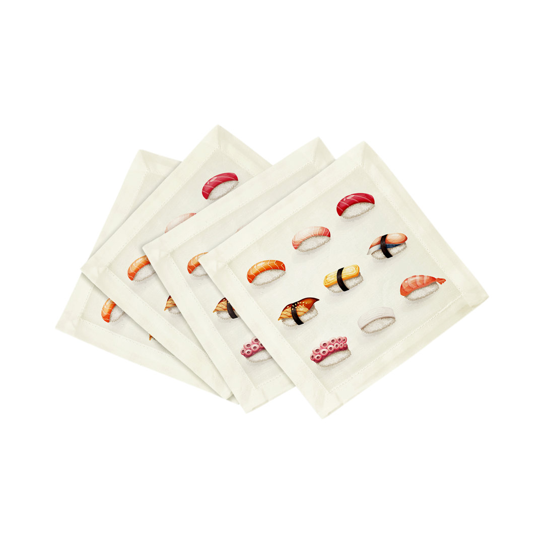 Sushi Town Cotton Sateen Cocktail Napkins (Set of 4) Nicolette Mayer