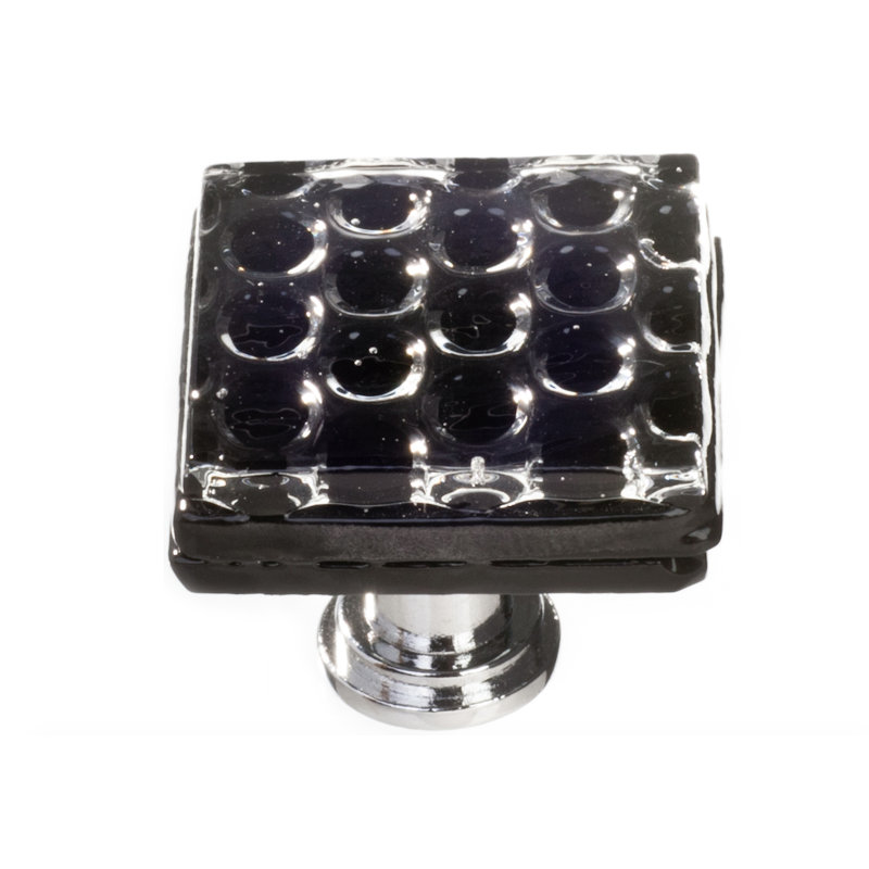 Texture Square Knob, Polished Chrome, Black