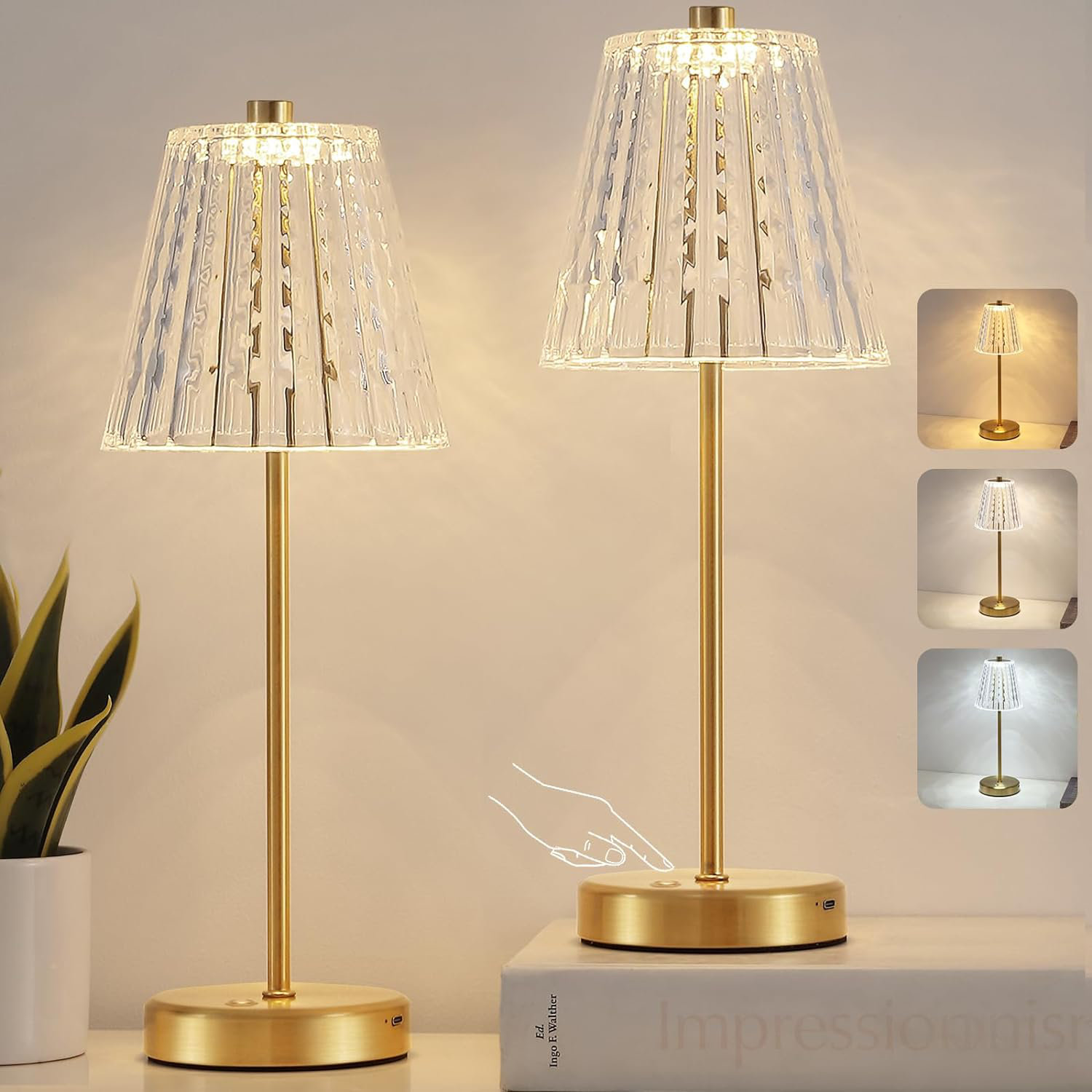 Cordless Table Lamp Gold Lamp Pack Rechargeable,5000mAh Battery