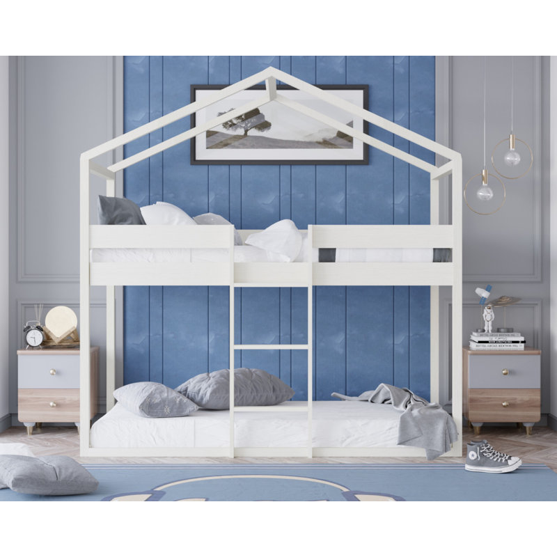 Zirke Kids Twin Over Twin Bunk Bed, Antique White