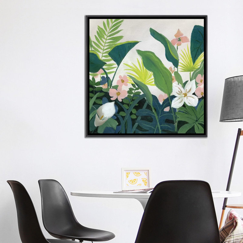 «Tropics» par Nan - reproduction imprimée, Encadrement noir décoloré, H 37 po x l 37 po x P 1,5 po