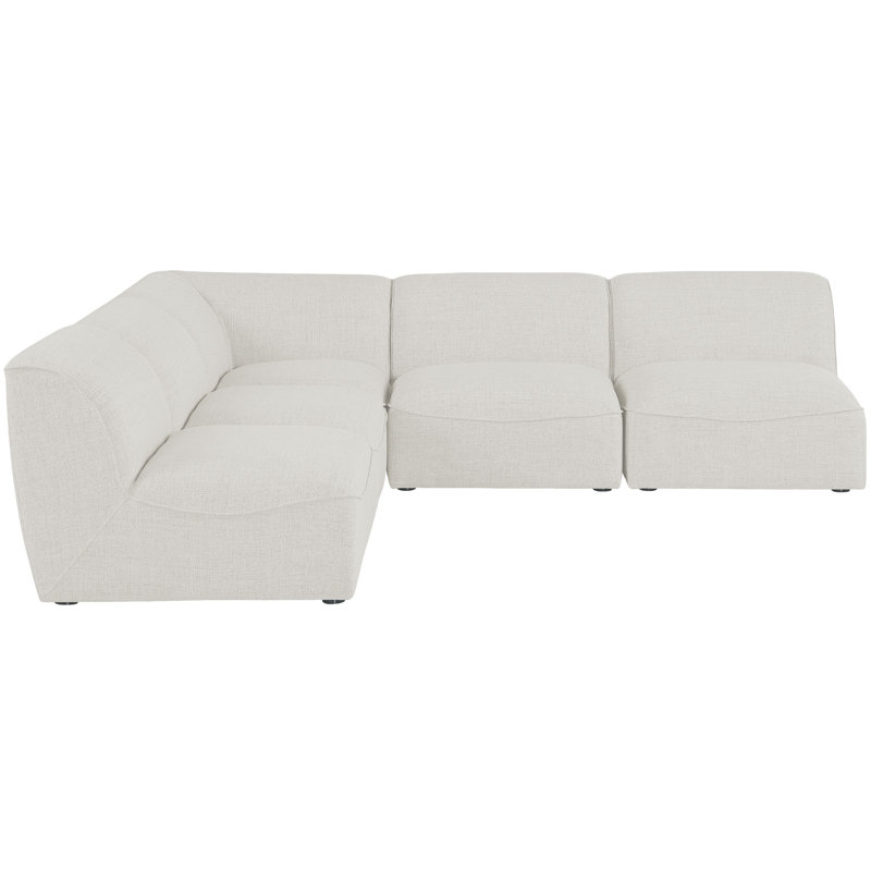 Canapé modulaire réversible Calixtro, Tissu crème texturé en lin