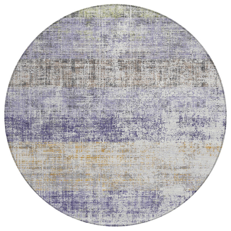 Machine Washable Indoor/Outdoor Jourdan ACN2388 Stripes Rug, Round 8'