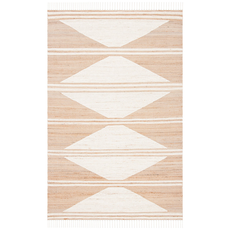 Tapis géométrique en jute / laine tissé à plat à la main Adelina, Rectangle 9 pi x 12 pi