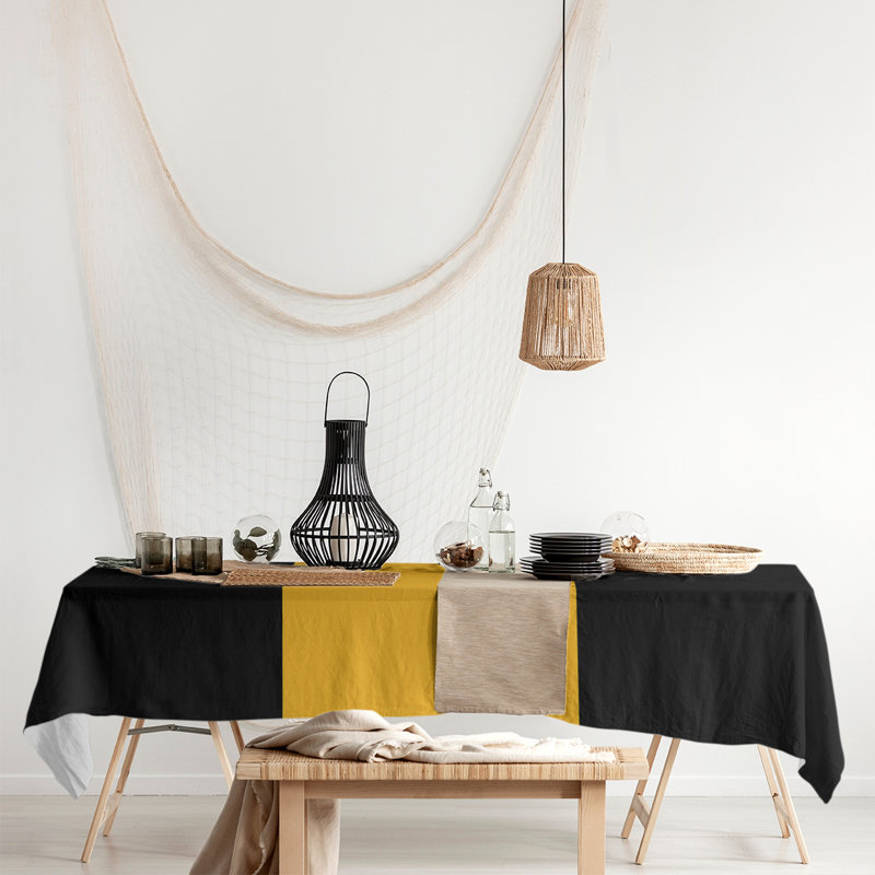 Boston Table Runner, 72" x 16", Polyester, Colorado,Black/Pittsburgh Gold/Black