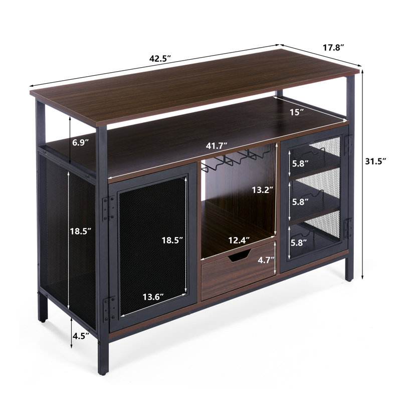 Bar avec rangement pour le vin Kreitman, Brun