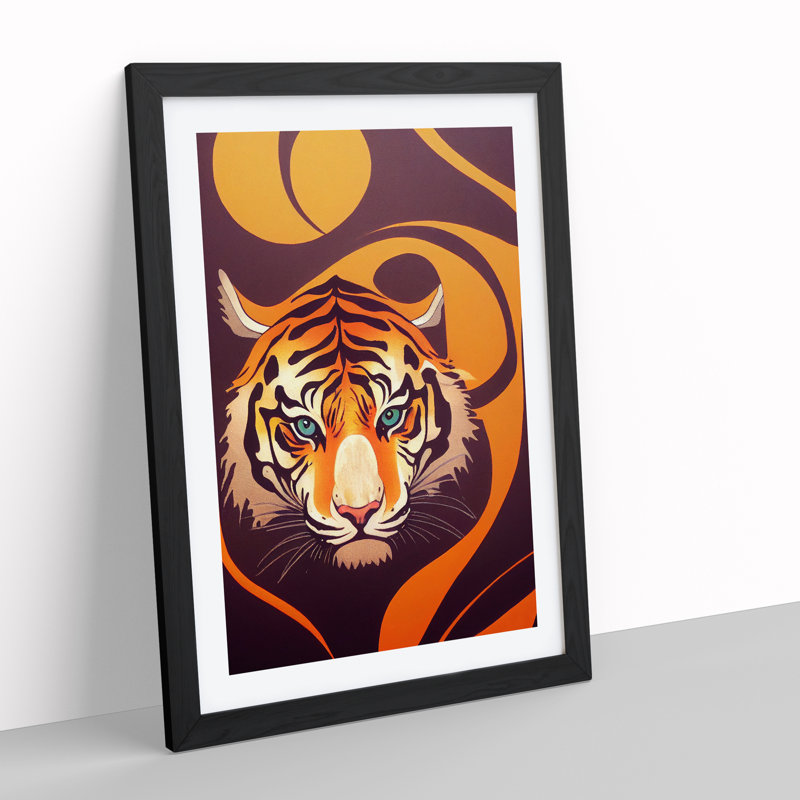 XV1022-4875X Unique Tiger Art No.2 Abstract - Print, 66cm H x 48cm W, White, Black Framed