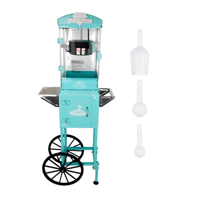 Machine à maïs soufflé 10 oz avec chariot - Fonctionnement à une touche pour le cinéma maison et les fêtes