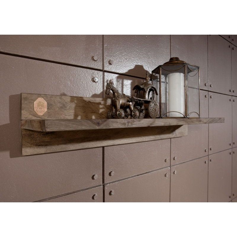 Nature Sheesham Solid Wood Floating Shelf, 20cm H x 110cm W x 25cm D