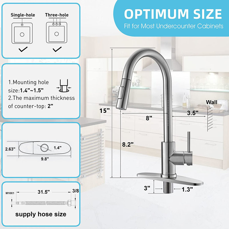 APPASO Pull Down Kitchen Faucet, Brushed Nickel