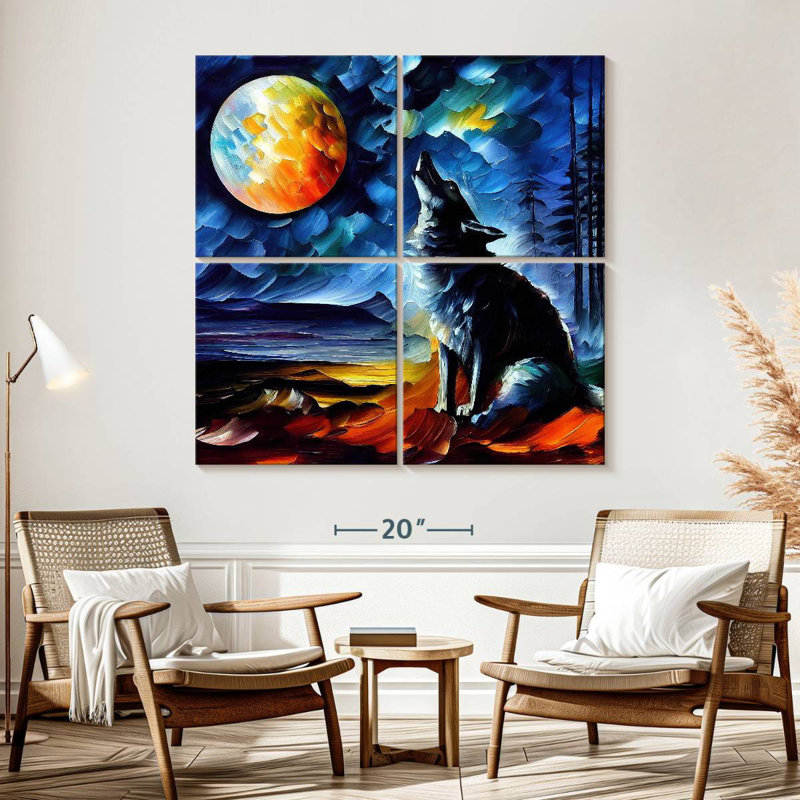 Brampt Moonlit Wolf I, 57" H x 57" W