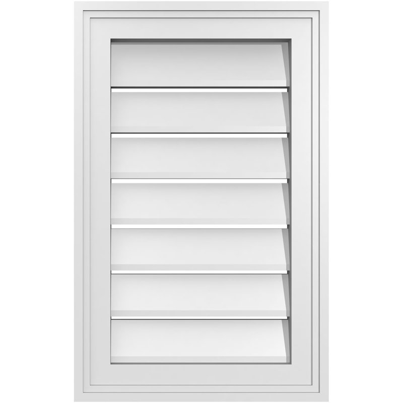 Évent à pignon fonctionnel en uréthane rectangulaire à fixation en surface, brun clair apprêté, H 22 po x l 14 po x P 1,5 po