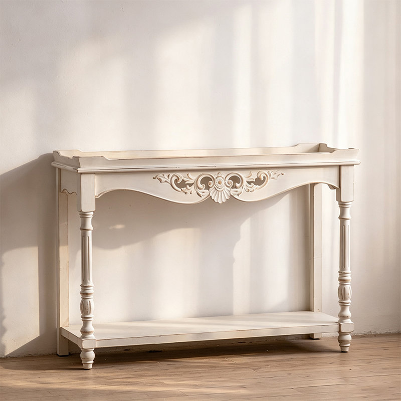 Console blanche en bois massif