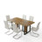 Mid-Century Modern 7-Piece Rectangular Dining Table Set With Chrome Metal Legs-1426997613