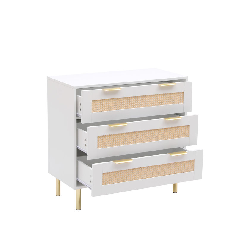 Amesha 80cm W 3 - Drawer Chest of Drawers, White