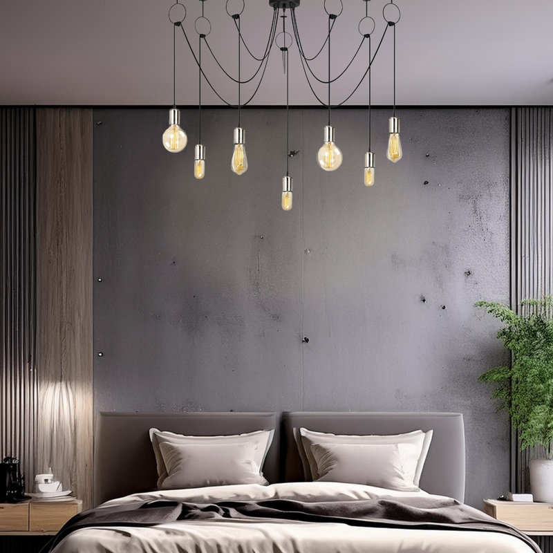 Adjustable Height 7 Lights Metal Body Chandelier
