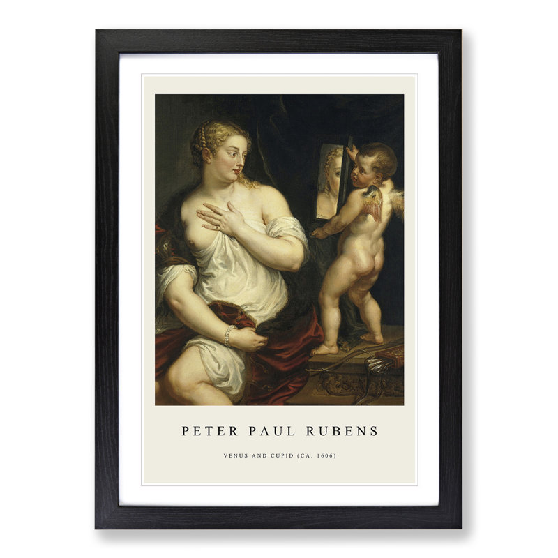 Venus and Cupid by Peter Paul Rubens - Picture Frame Art Prints, 36cm H x 27cm W x 2cm D, Black