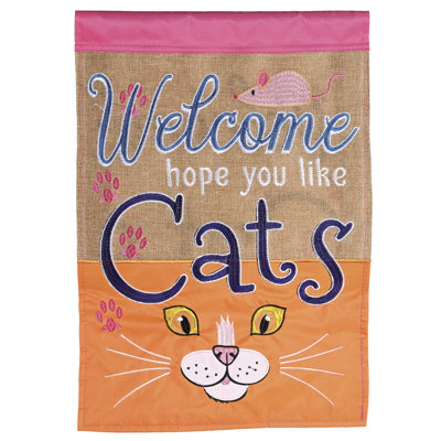 Flag Welcome Hope You Like Cats 13x18