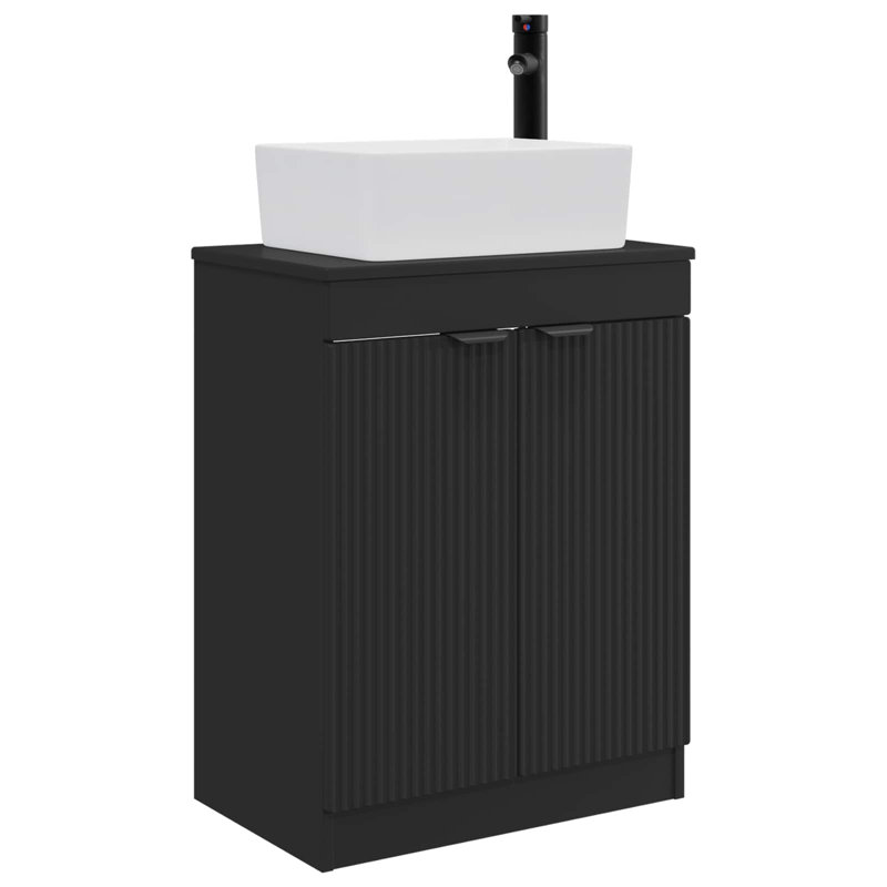 Single Bathroom Vanity with Ceramic Basin, Black
