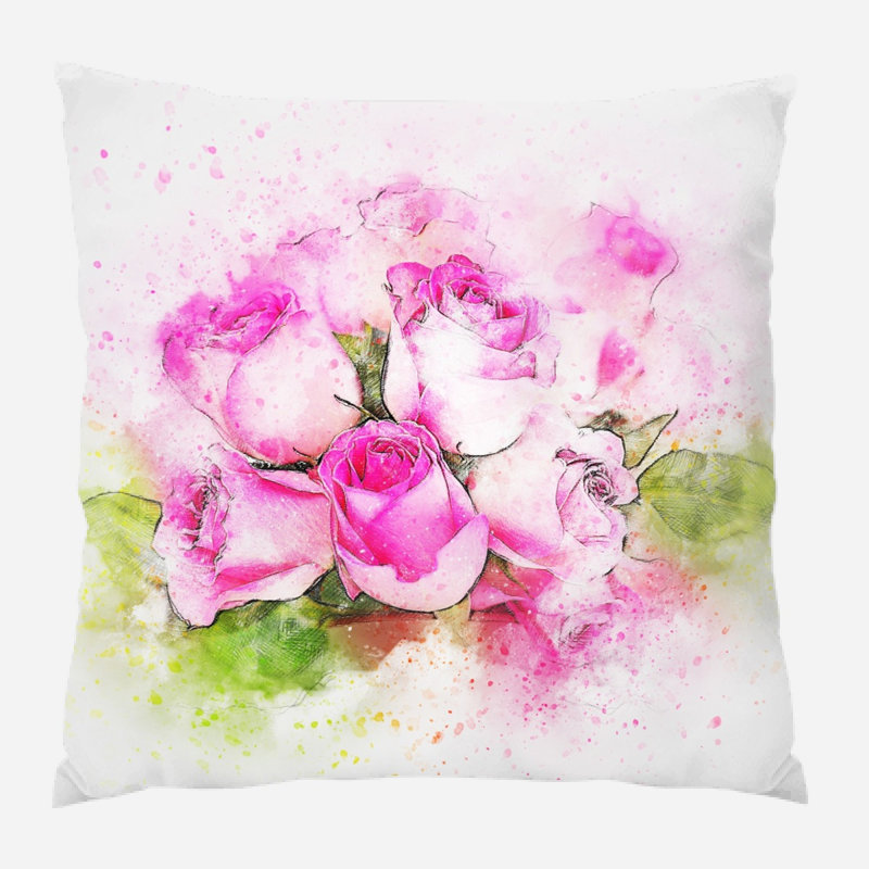 Coussin décoratif fleurs Timmy, Microsuède, Intérieur